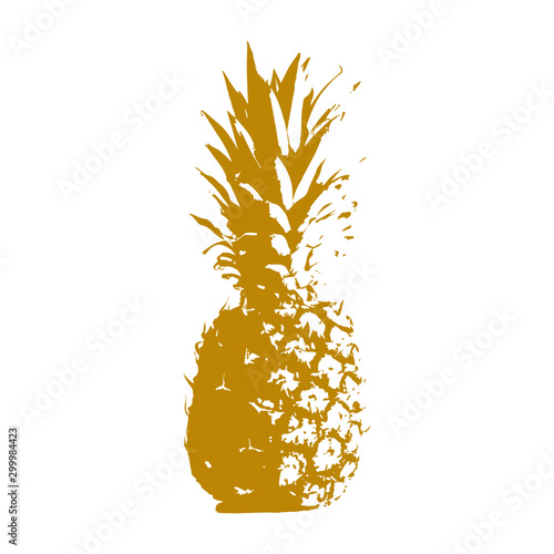 Pineapple illustration isolated on a white background. Icon, sign. Art logo design