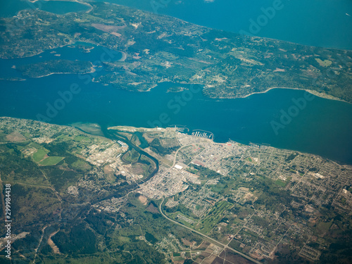 Aerial view of a city in Vancouver bay