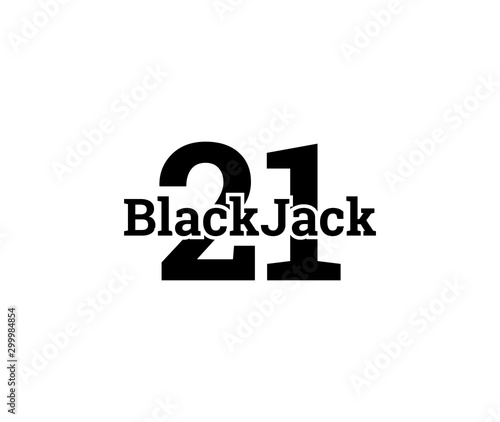 illustration Blackjack logo for Online casino mobile phone app. Banner with Twenty-One logo. Online Blackjack mobile phone app. Twenty-One Jackpot poster