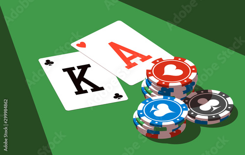 isometric illustration Blackjack in Online casino mobile app. Banner with Twenty-One Banner Online Casino isometric mobile app isolated on green background Blackjack Twenty-One Jackpot isometry poster
