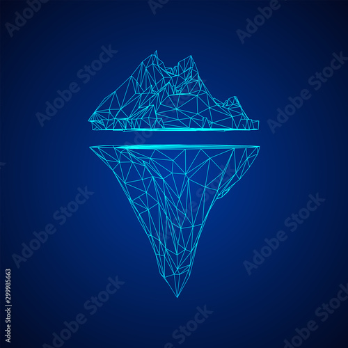 Iceberg abstract modern business background with lines. Wireframe low poly mesh vector illustration