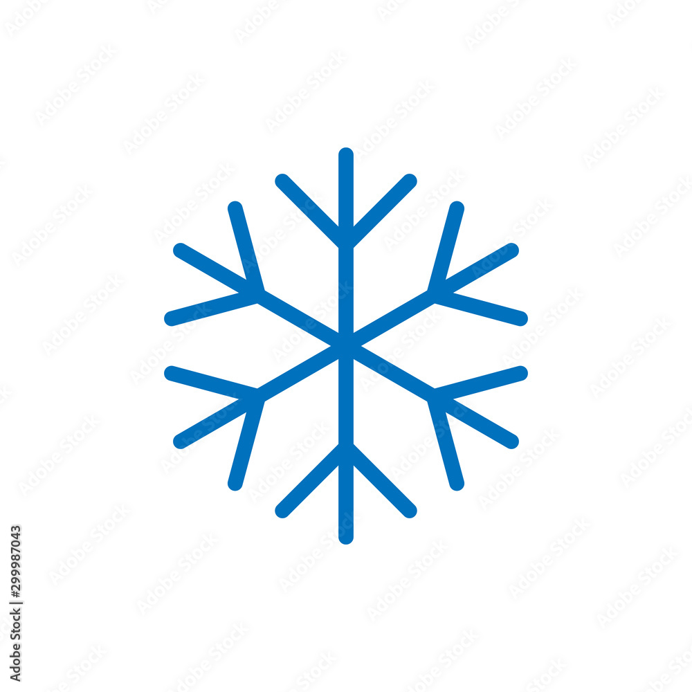 Snowflake sign. Blue Snowflake icon isolated on white background. Snow flake silhouette. Symbol of snow, holiday, cold weather, frost. Winter design element. Vector illustration Snowflake sign. Blue Snowflake icon isolated on white background. Snow flake silhouette. Symbol of snow, holiday, cold weather, frost. Winter design element. Vector illustration
