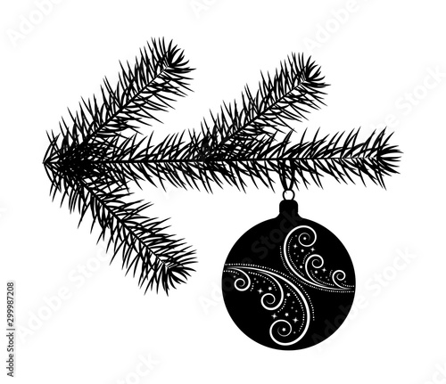 twig with christmas ball