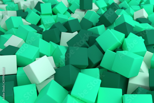 wallpaper of 3d render bright colorful mint cubes background