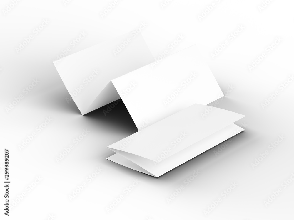 Brochure in A4 format folded to three - mockup. 3d illustartion Brochure in A4 format folded to three - mockup. 3d illustartion