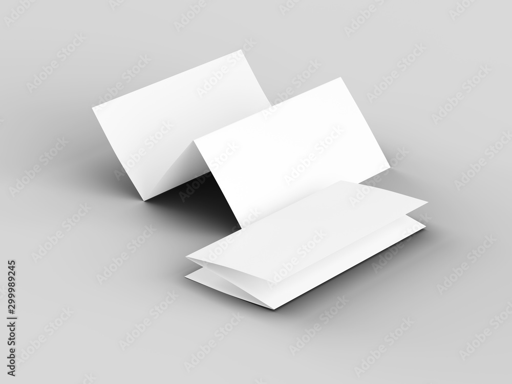 Brochure in A4 format folded to three - mockup. 3d illustartion Brochure in A4 format folded to three - mockup. 3d illustartion