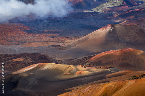 Closeup of colorful cinder cones in the crater of Haleakala volcano, Maui, Hawaii