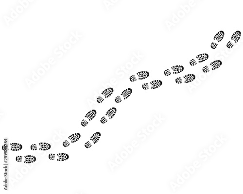 Step footprints paths silhouette walking isolated on white background