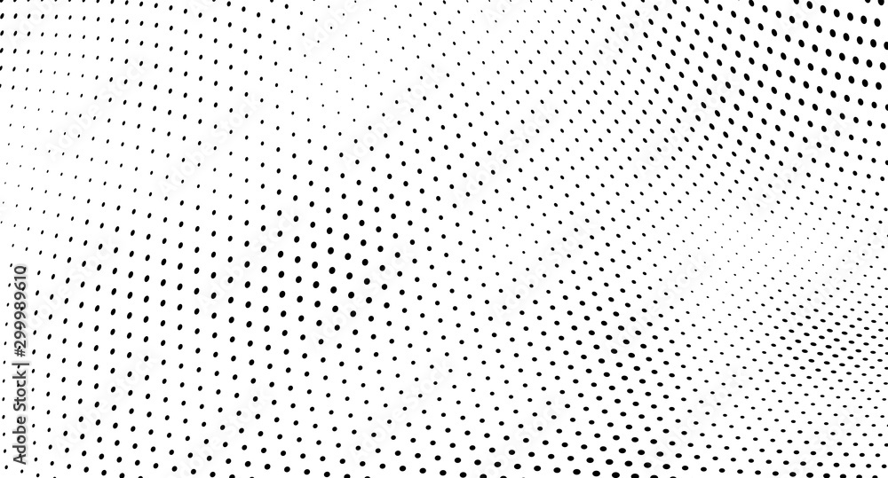 Halftone texture is black and white. Background of dots of chaotic waves. Abstract pop art template. Vector pattern for printing on posters, labels, fabric Halftone texture is black and white. Background of dots of chaotic waves. Abstract pop art template. Vector pattern for printing on posters, labels, fabric