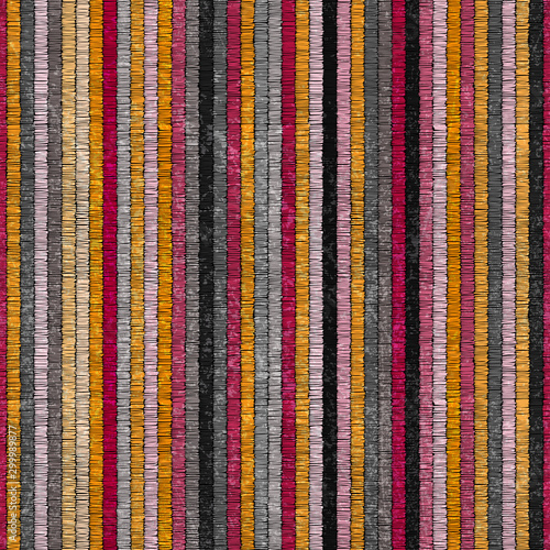 Carpet seamless pattern. Hand-drawn vertical stripes. Grunge texture. Ethnic and tribal motifs. Vector illustration.