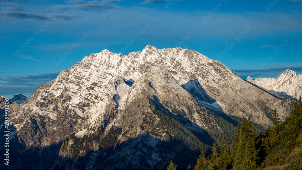 Snow covered Watzmann massif seen from the east