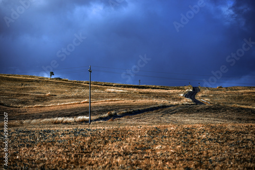 countryside fileds mountain in Italy, Sicily photo