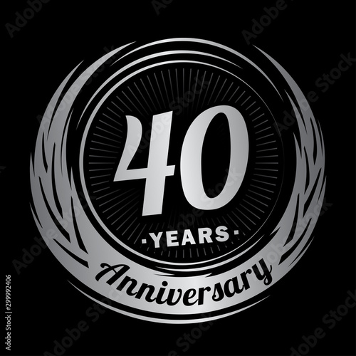 Forty years anniversary celebration logotype. 40th anniversary logo. Vector and illustration.