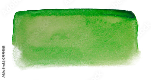 watercolor stain on a white background isolated green rectangular