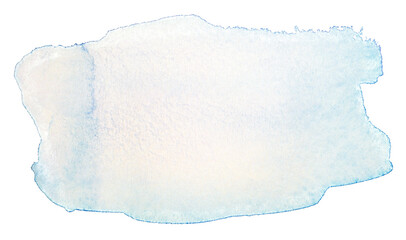 translucent watercolor blue stain on a white background isolated
