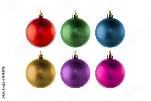 Set of colorful Christmas balls  for decoration and design isolated on a white background