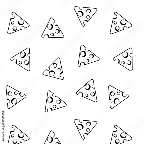 Cheese seamless pattern vector in black and white Simple seamless pattern for background, wrapping paper, fabric, surface design.