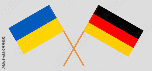 Crossed flags of the Ukraine and Germany