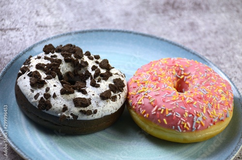 two donuts on a plate