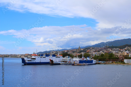 Ferries docked in Messina, Sicily, Italy