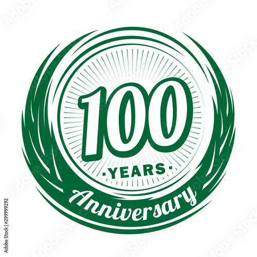 One hundred years anniversary celebration logotype. 100th anniversary logo. Vector and illustration.