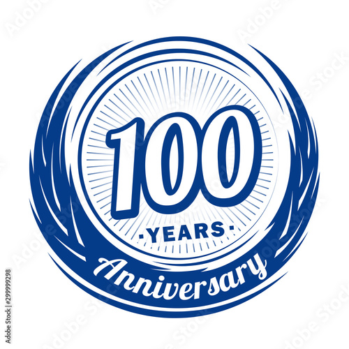 One hundred years anniversary celebration logotype. 100th anniversary logo. Vector and illustration.