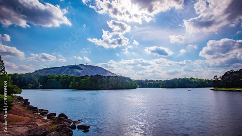 Time Lapse - View of Stone Mountain with Waterfront in Atlanta, Georgia photo