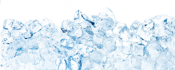 Wide ice cubes background.