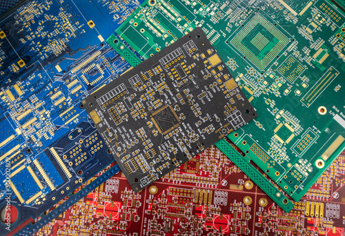 Plakat w ramie Bare Circuit Boards, multi-colored