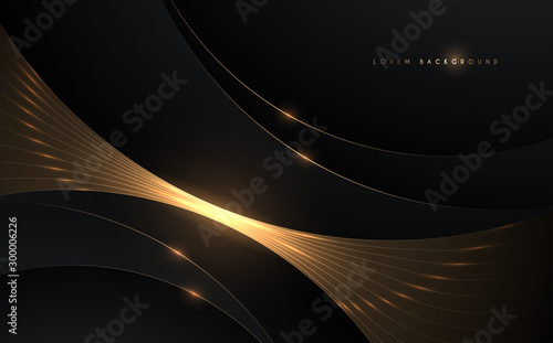 Abstract black and gold glow circle background
