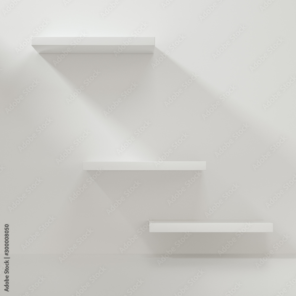 White empty cube shelf in the empty room, 3d rendering. White empty cube shelf in the empty room, 3d rendering.
