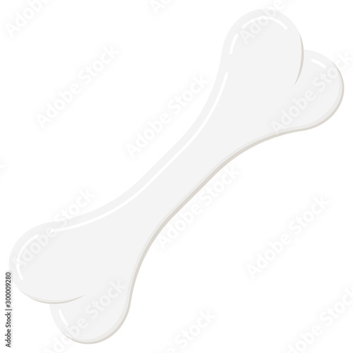 Cartoon white dog or human bone icon template isolated on white background.
