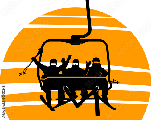 Chairlift Ski Mountain Vector Silhouette