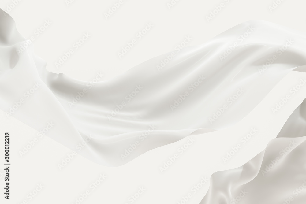Flowing cloth, white color background, 3d rendering.