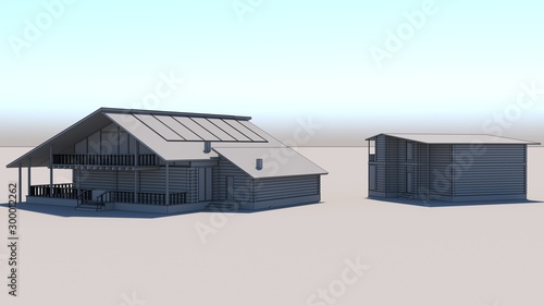 exterior of a country house, cottage, visualization, 3D illustration © vadim_fl