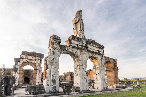 The ruins of the Roman amphitheater located in the Ancient Capua, Caserta, Southern Italy