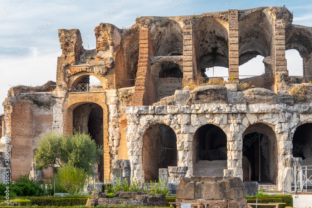 The ruins of the Roman amphitheater located in the Ancient Capua, Caserta, Southern Italy