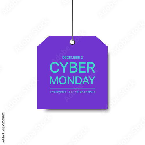 Cyber Monday sale. Blue and violet label on the white background.