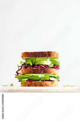 vegetarian  sandwich with vegetables for a healthy Breakfast