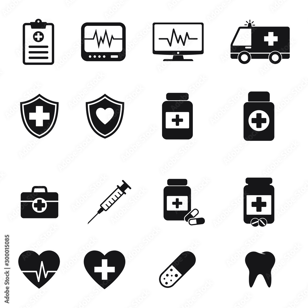 Medical icons collection. Black and simple. Vector set. Medical icons collection. Black and simple. Vector set.
