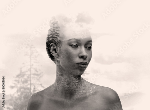 Triple exposure of young Af...
