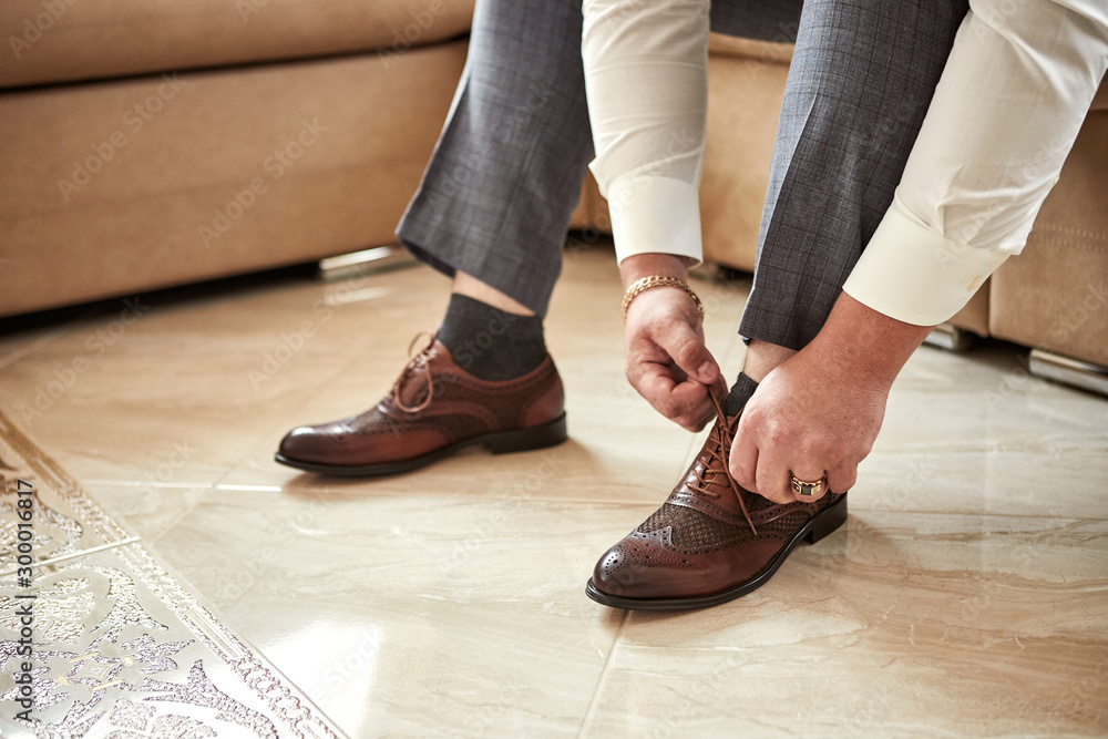businessman clothes shoes, man getting ready for work,groom morning before wedding ceremony. Men Fashion businessman clothes shoes, man getting ready for work,groom morning before wedding ceremony. Men Fashion