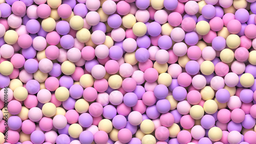 Colorful balls background. Pile of soft bright balls in pastel colors