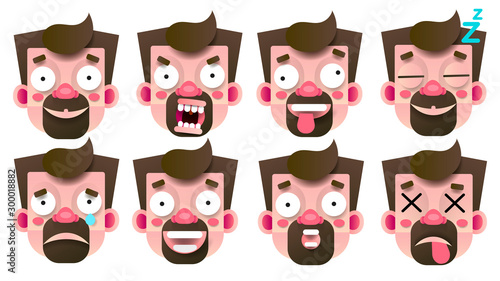 Set Of Emoticons With Different Emotions Isolated On White Background Vector Illustration For Web Design