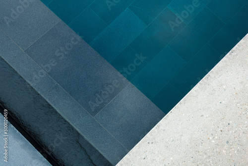 Part of the pool close-up, abstract geometry of the pool, fragments and details of the pool, pool bowl, top view, shape, lines. photo