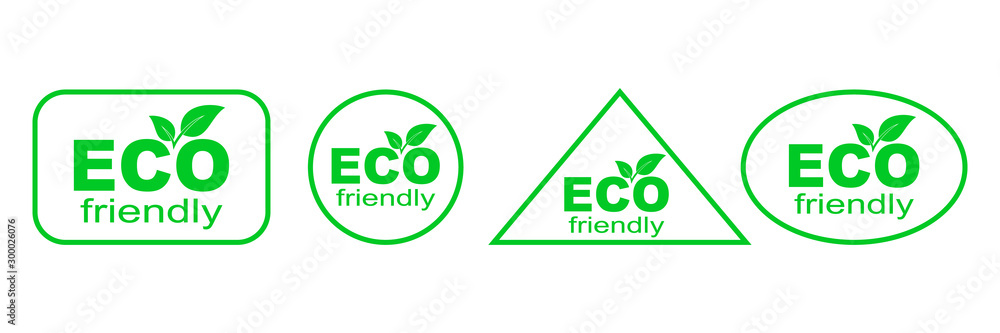 Fototapeta premium Set of green ECO stickers. Eco Friendly Environment