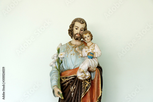 Quadro su tela Saint Joseph and baby Jesus catholic image