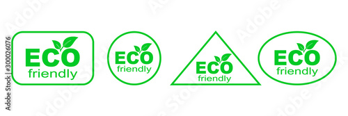 Set of green ECO stickers. Eco Friendly Environment