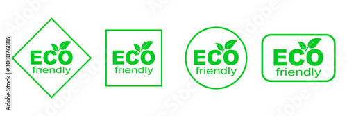 Set of green ECO stickers. Eco Friendly Environment