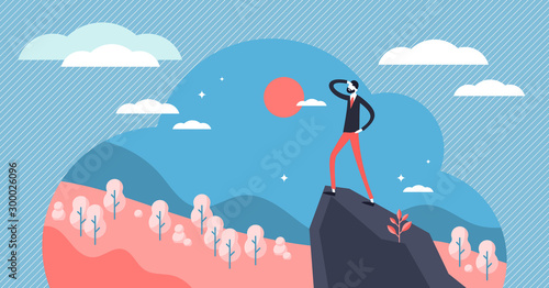 Vision vector illustration. Flat tiny business direction persons concept.